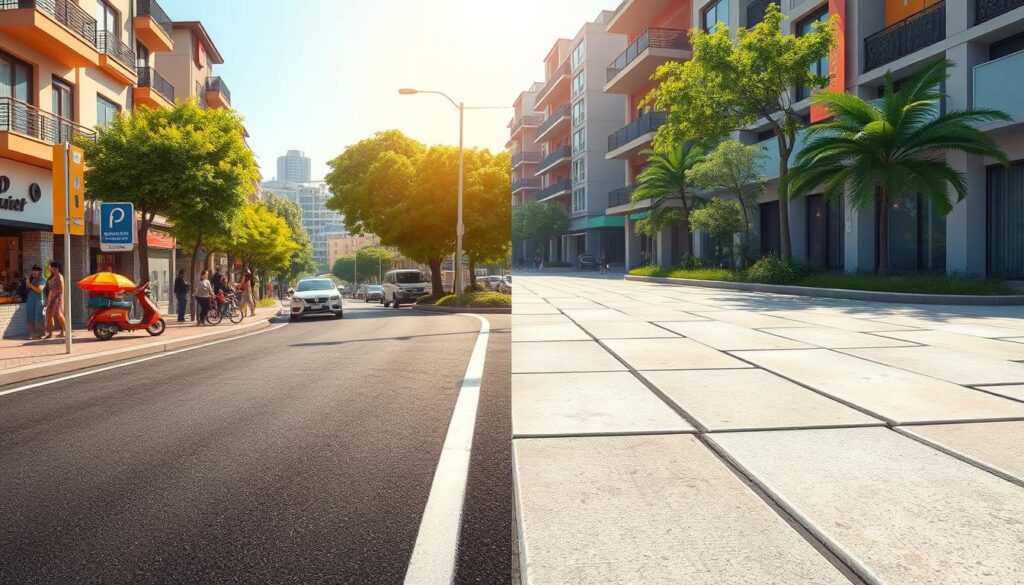 comparativa asfalto y concreto